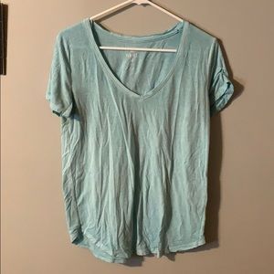 light blue v-neck